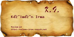 Kálmán Irma névjegykártya